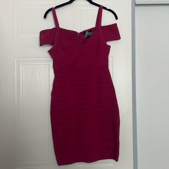 🦋 2/$40 Magenta Cold Shoulder Bandage Dress - Picture 2 of 5
